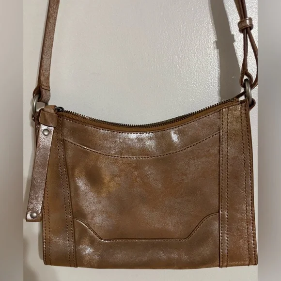 Frye Melissa Zip Crossbody in a Metallic Leather - Picture 2 of 16
